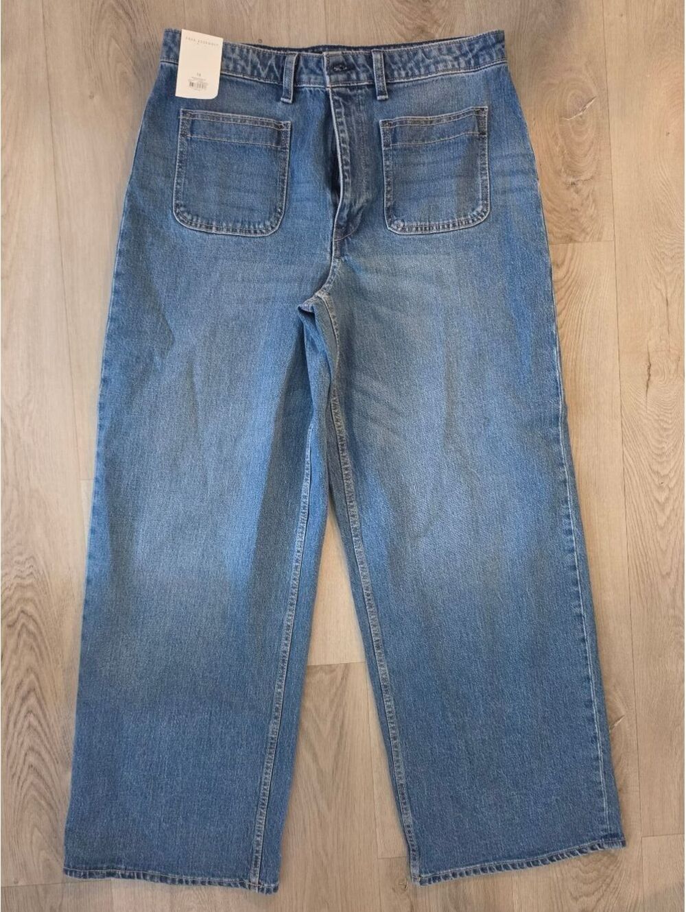Free Assembly Women's High Waist Wide Leg Blue Denim Jeans Size 16